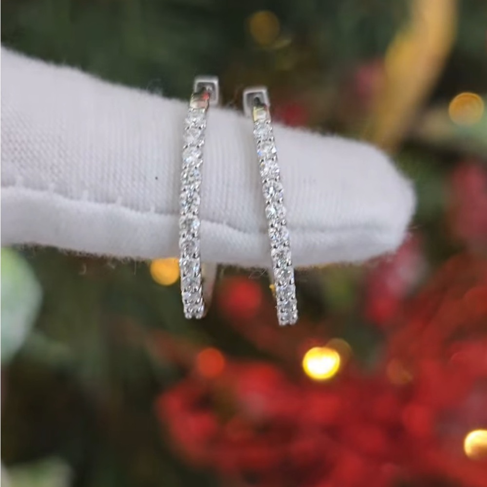 Inside Out White Gold 1ct Diamond Hoop Earrings